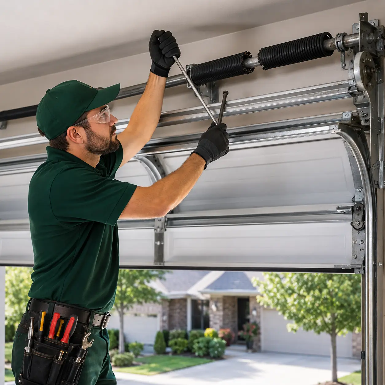 Garage door broken spring replacement in Denton TX