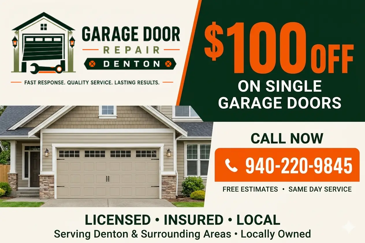 $100 Off Single Garage Doors - Denton