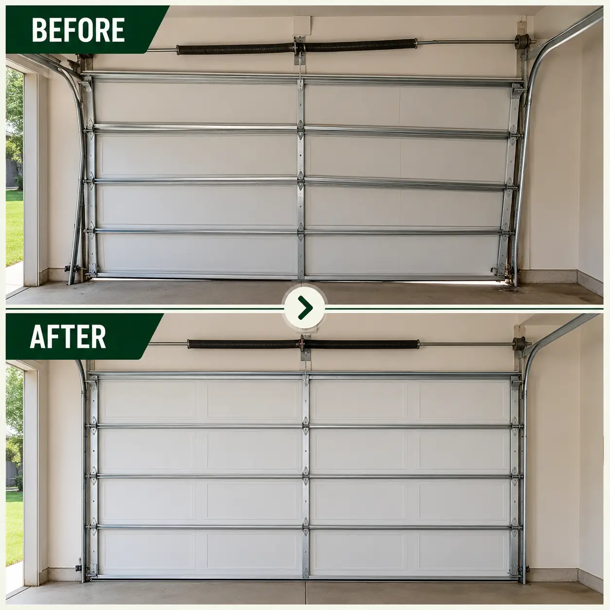 Garage Door Track Repair Before and After